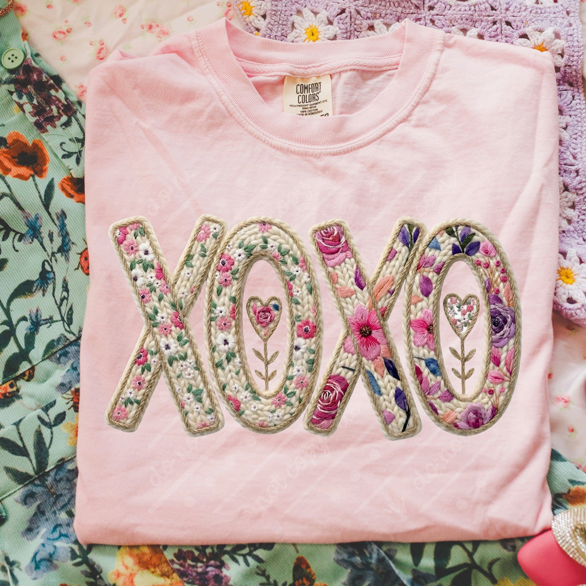 Xoxo faux embroidery flowers Tuesday Deal DTF
