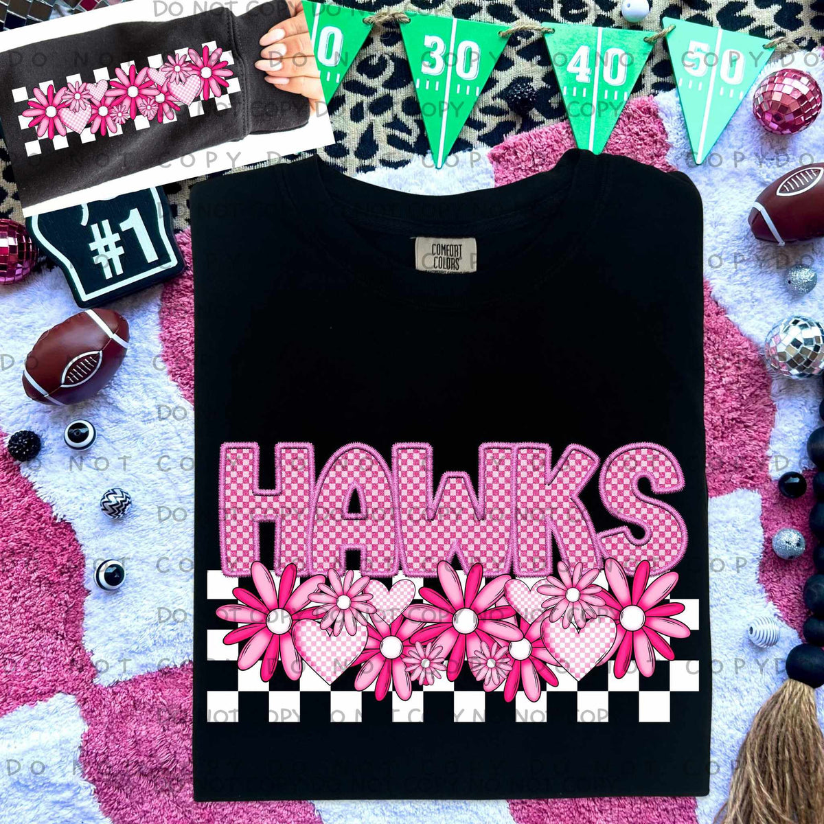 Hawks pink checkered (caplinger) 77891 DTF transfer