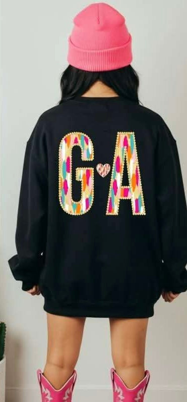 GA brushstroke with heart (S&G) 82981 DTF transfer