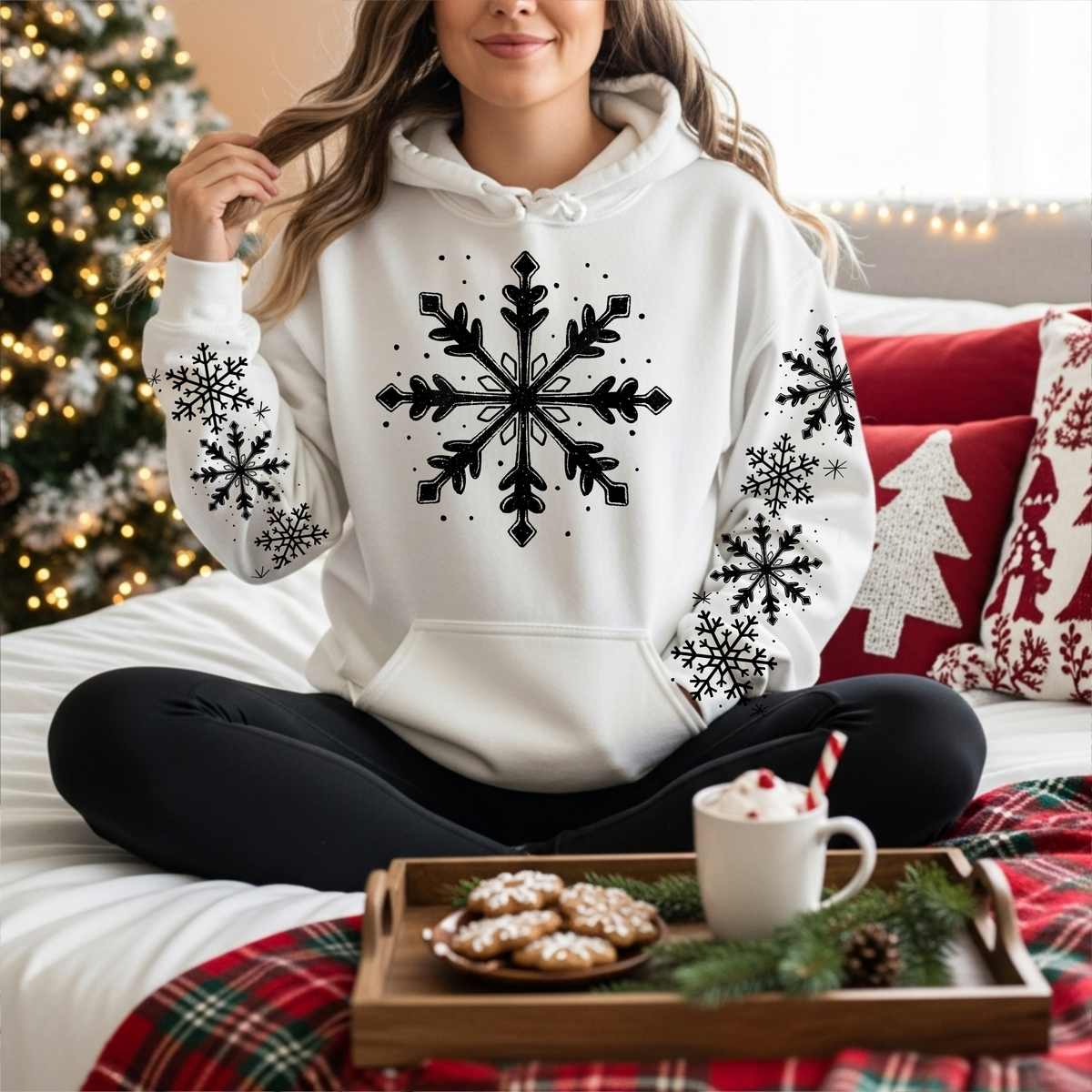 Snowflake black (set two sleeves) (csc) DTF Transfer