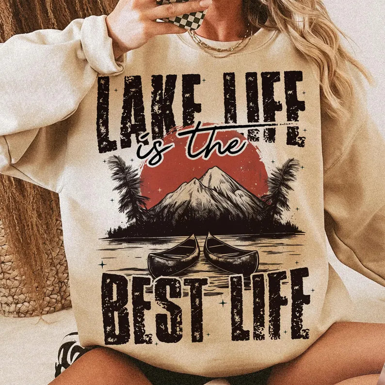 Lake life is the best life mountain and lake 96675 DTF transfer