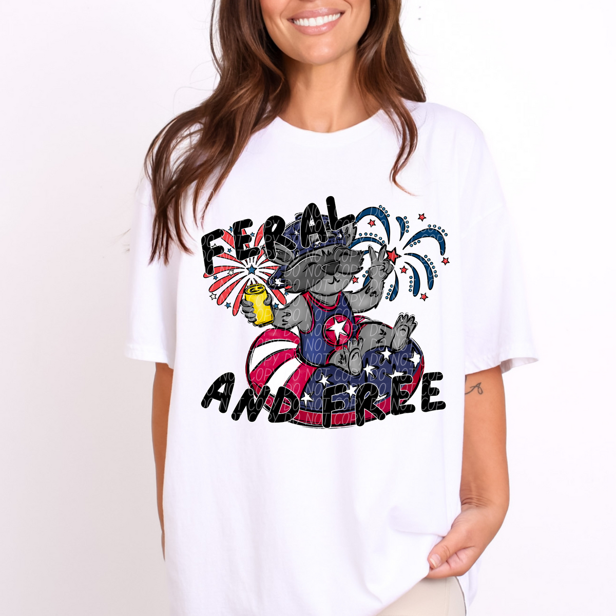 Feral & Free Racoon Back Font (CITY) DTF transfer