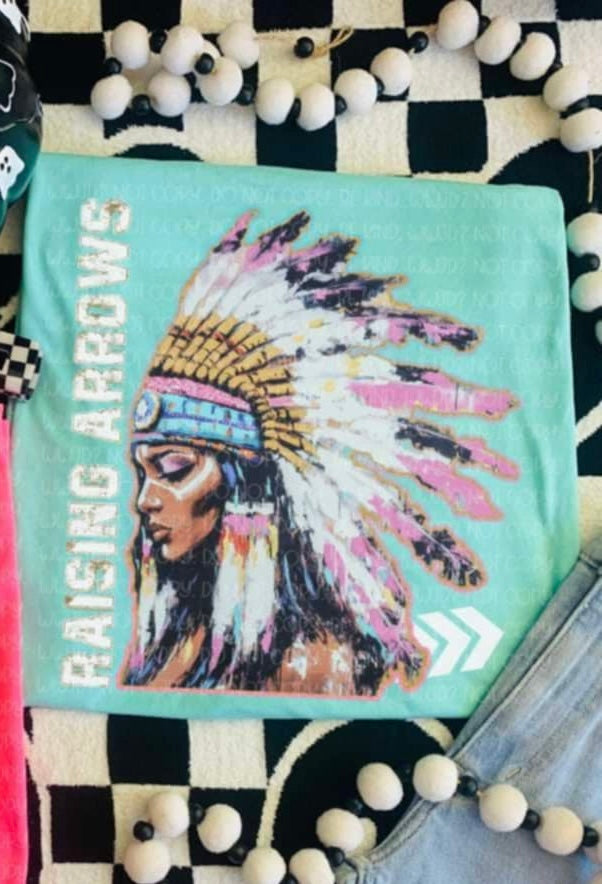 Raising arrows white font (Vehement) 99140 DTF transfer