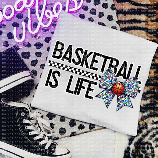 Basketball is life rhinestone bow (ECHT) 58780 DTF transfer