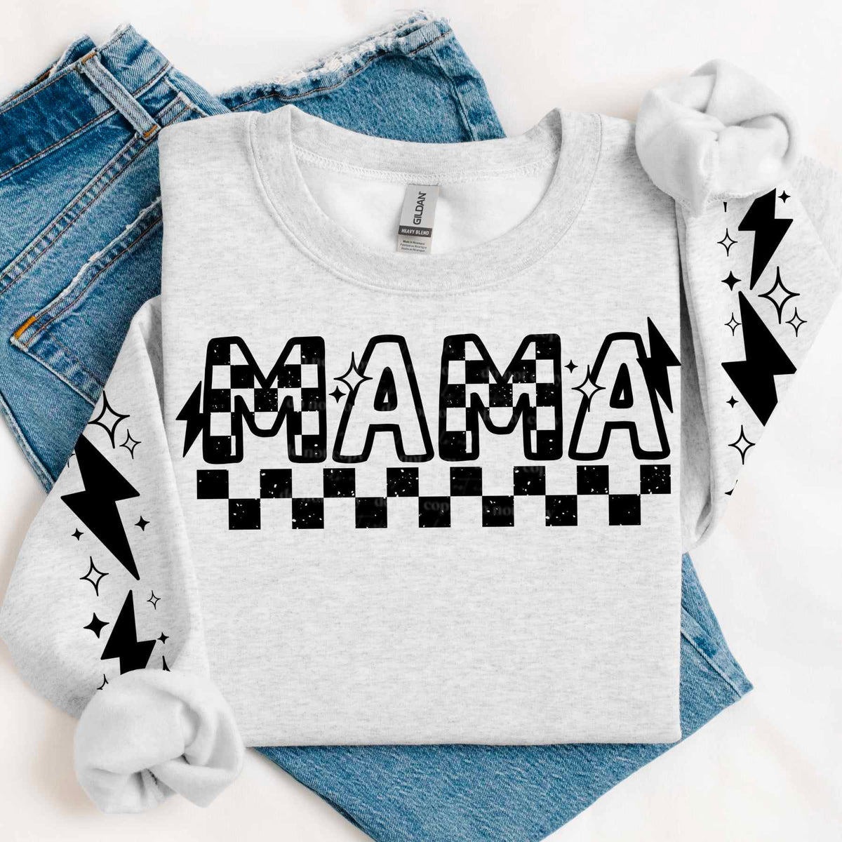 Mama checkered black font FRONT ONLY (CSC) 65698 DTF transfer