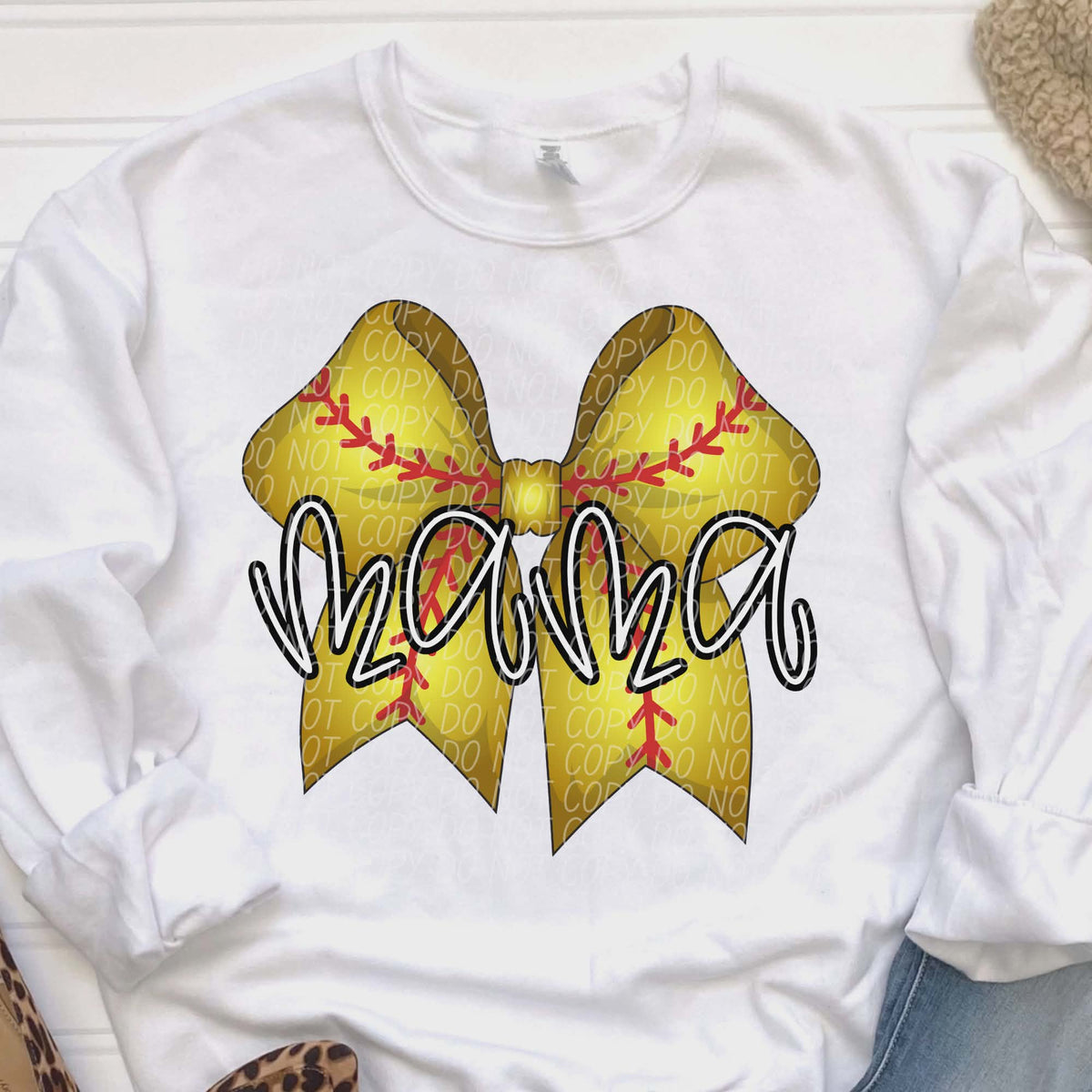 Softball Mama bow (city) DTF transfer