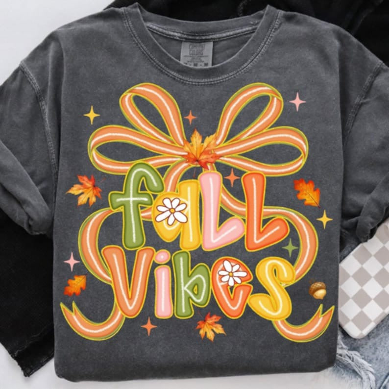 Fall Vibes Bow DTF transfer
