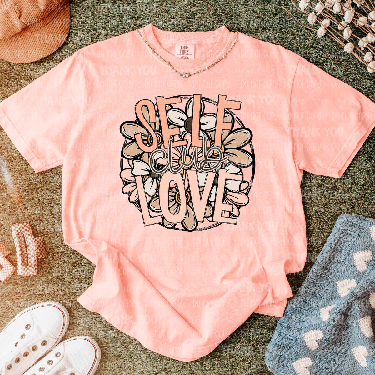 Self love club floral circle 82239 DTF transfer