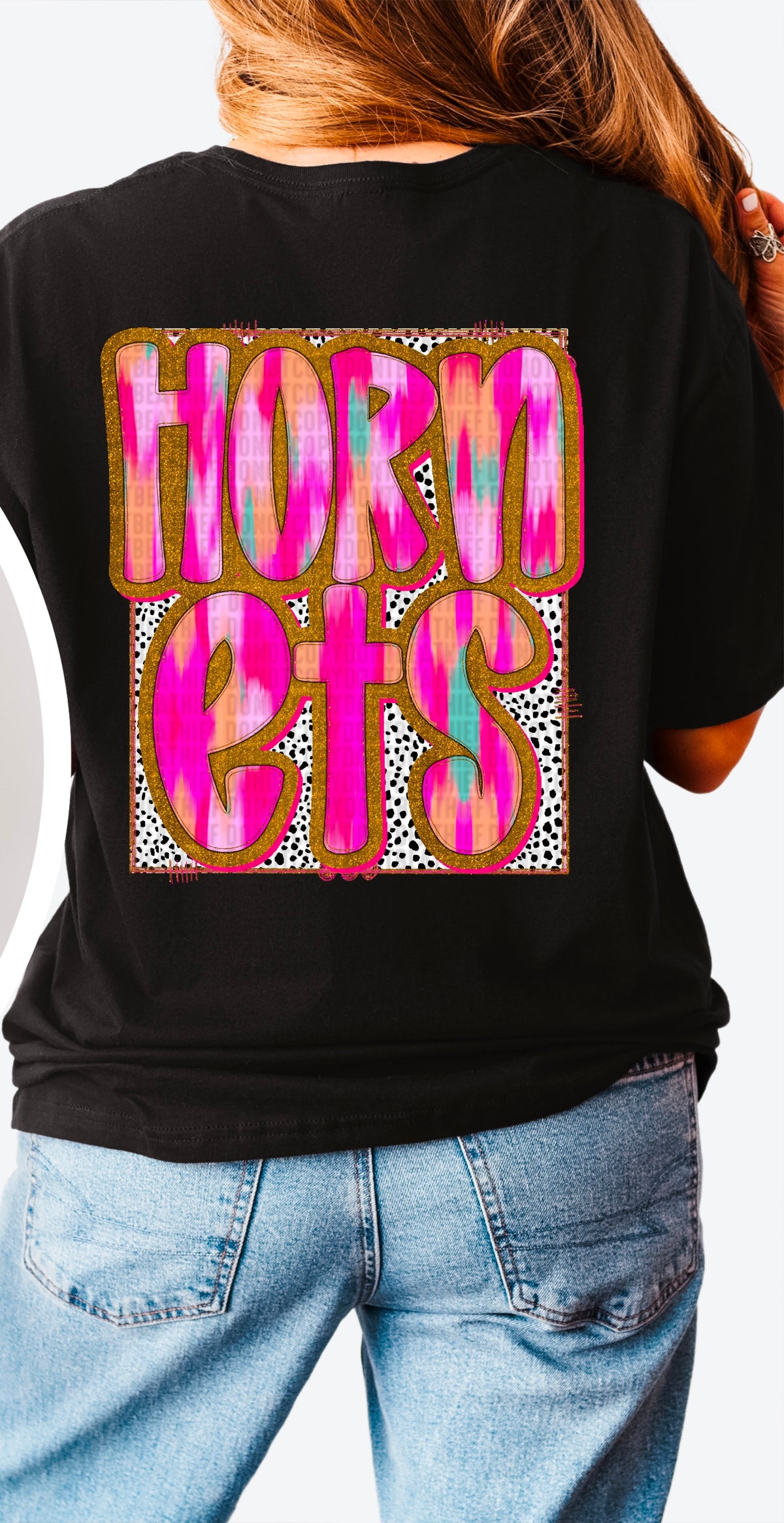 Hornets pink brushstroke 90493 DTF transfer