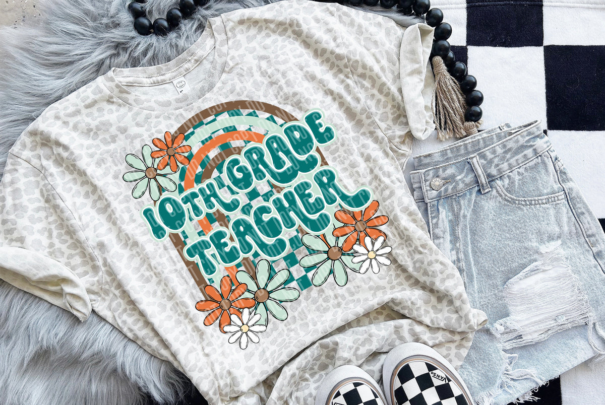 10th grade teacher Floral Arch 49528 DTF transfers