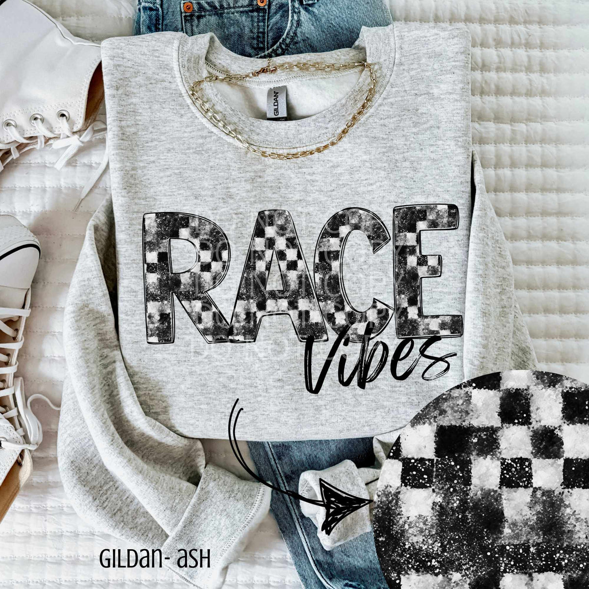 Race vibes checkered and glitter (CSG) 84224 DTF transfer