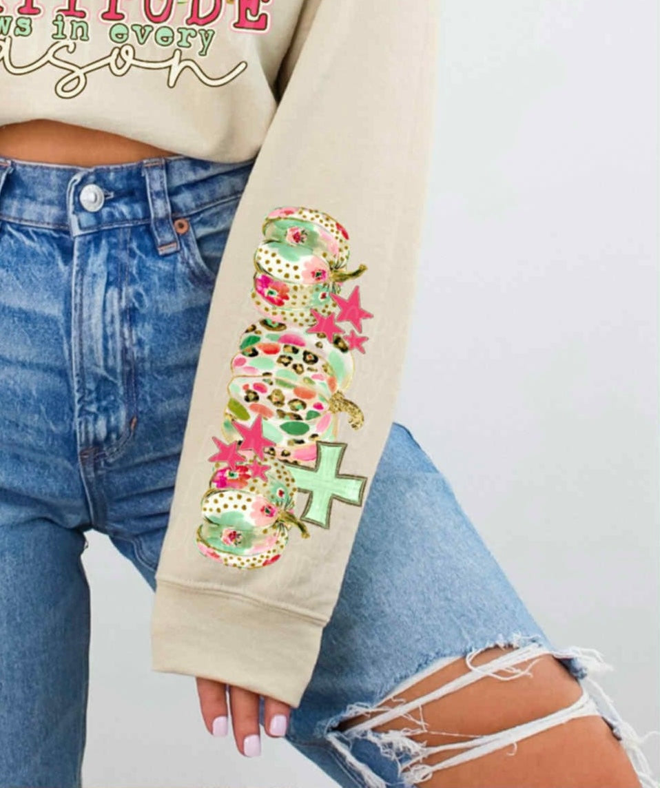 Gratitude shows in every season SLEEVE EXCLUSIVE DTF transfer