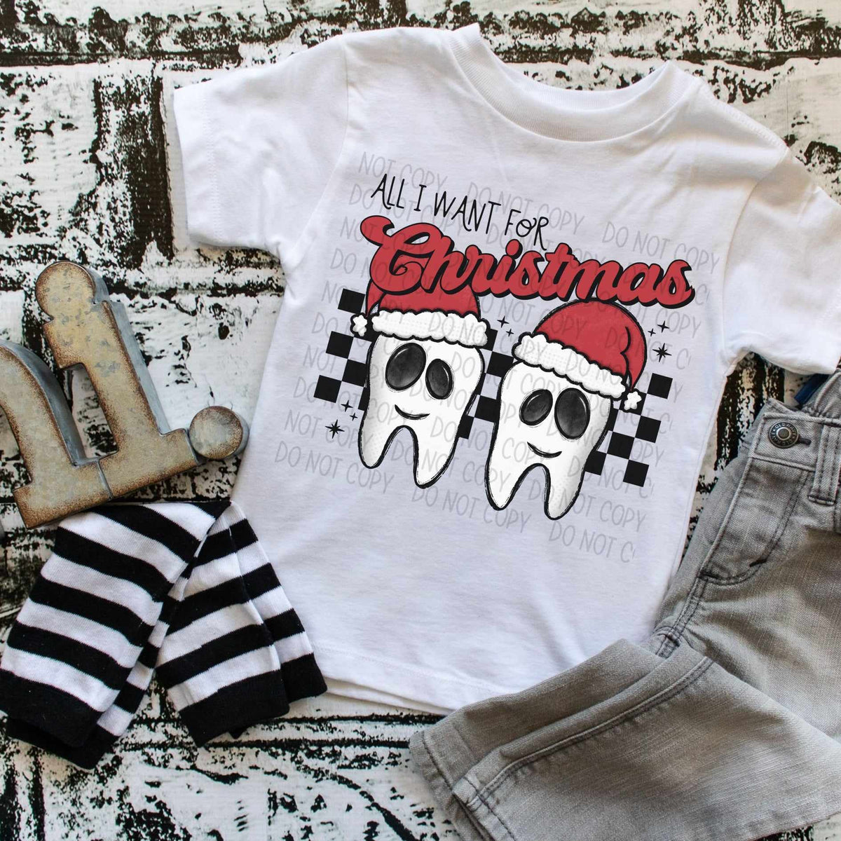 All I want for Christmas teeth (SW) 60305 DTF transfer