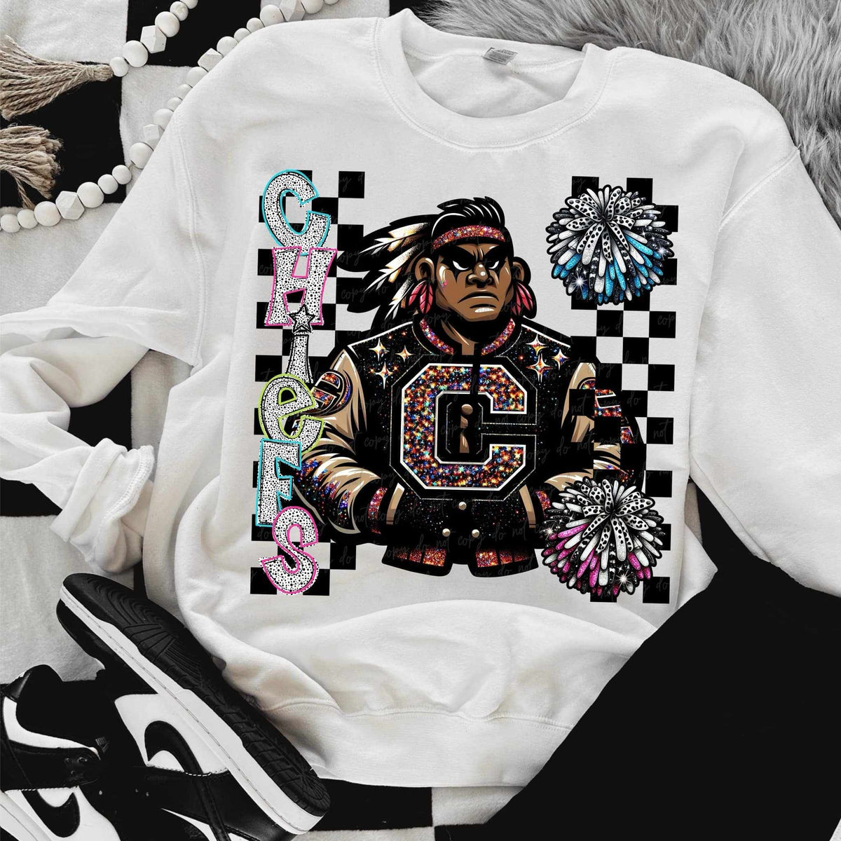 Chiefs Dalmatian filled with mascot pom poms (VIRGO) 58058 DTF transfer