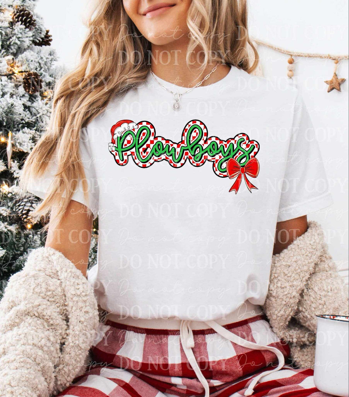 Plowboys Christmas hat and bow (C’s) 65970 DTF transfer