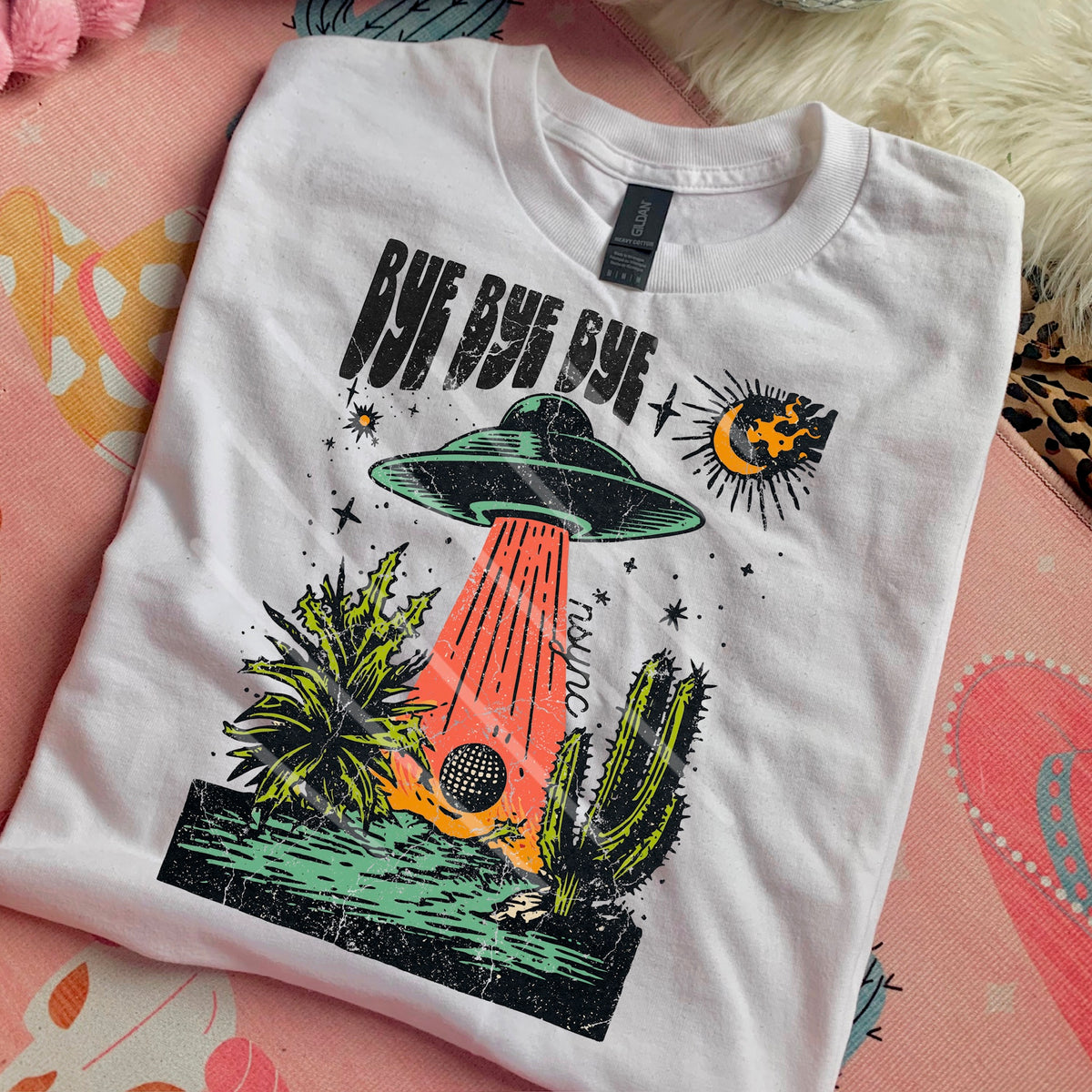 Bye Bye Spaceship DISTRESSED 110426 (saved) DTF transfer