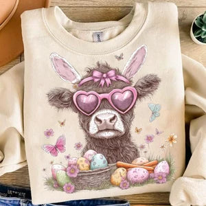 Cow with Easter basket 85854 DTF transfer