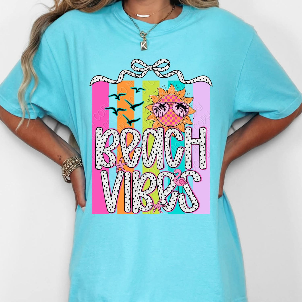 Beach vibes colorful stripes Tuesday Deal DTF