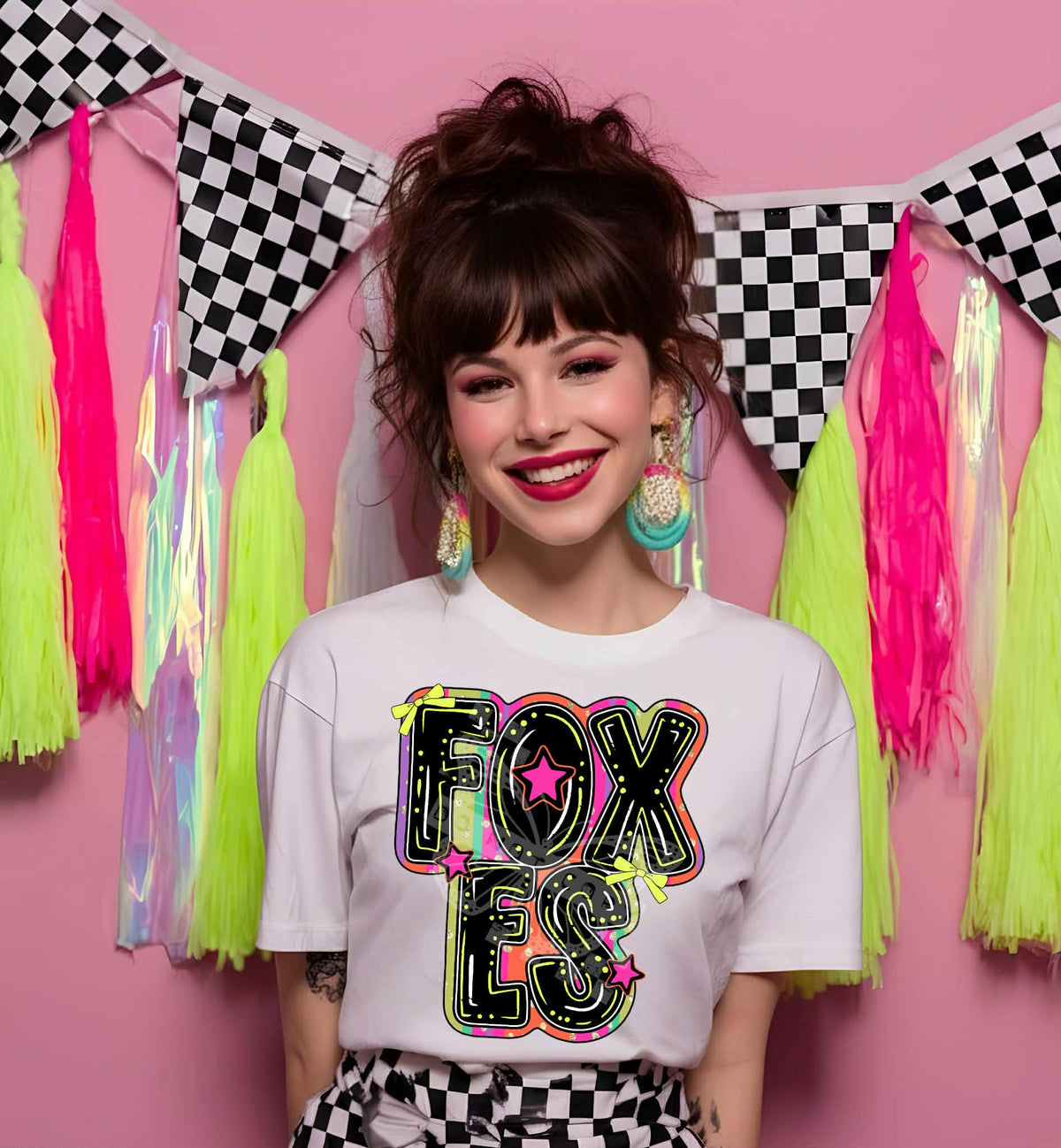 Foxes colorful mascot (with bows) (C’s) DTF transfer