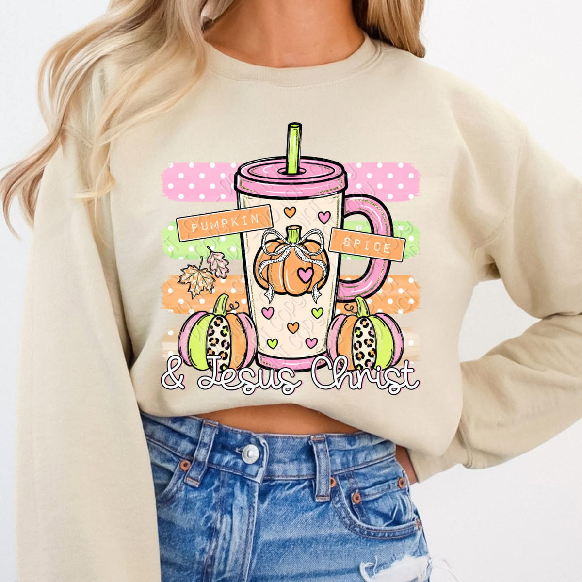 Pumpkin spice and Jesus Christ Sunday Special DTF transfer