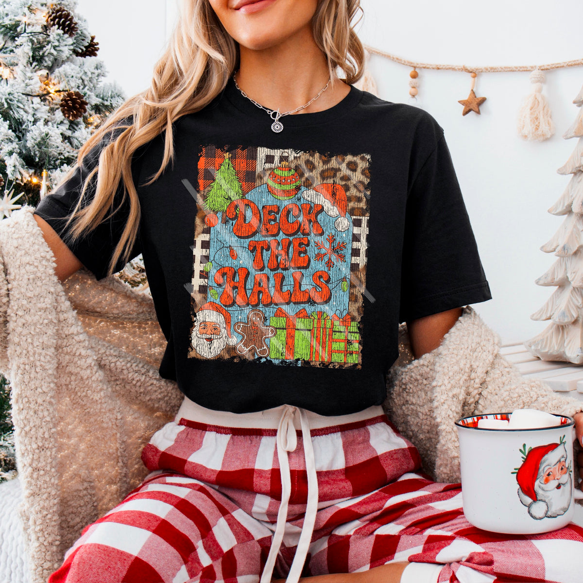 Deck The Halls with patterns DISTRESSED 114143 DTF transfer