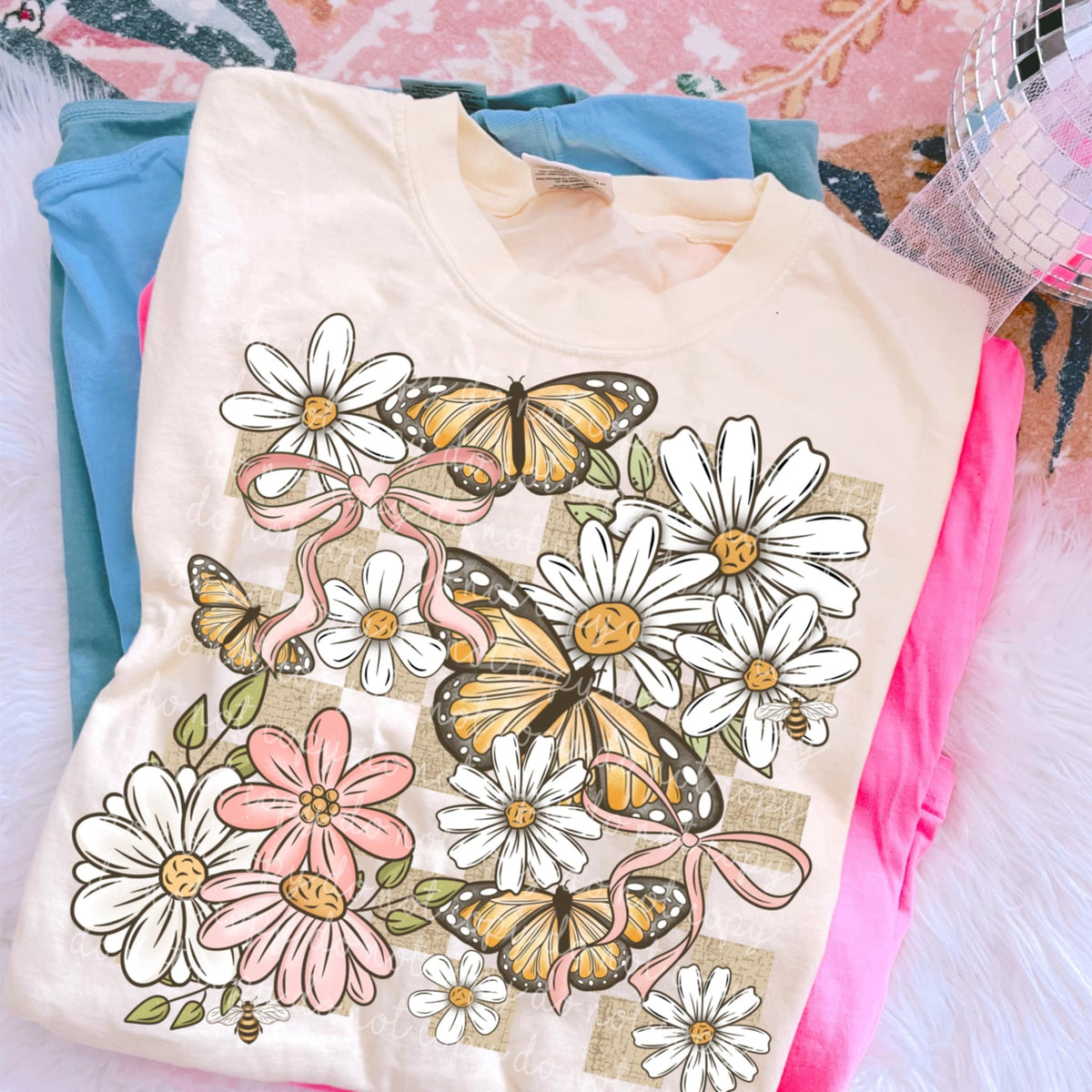 Butterflies with flowers (MMD) 96470 DTF transfer