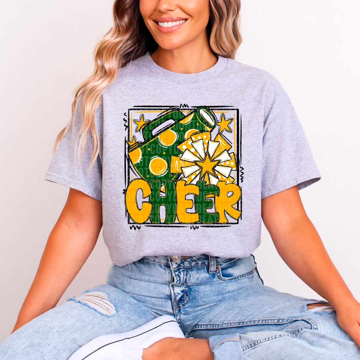 Cheer green and yellow with frame (SDD) 99320 DTF transfer