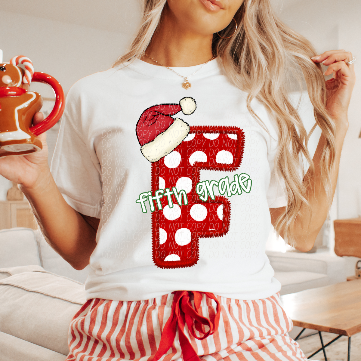 Fifth Grade Christmas Faux Embroidery 66569 DTF transfer