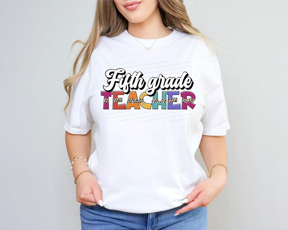 Fifth Grade Teacher Stripe Leopard Font 116393 DTF Transfer