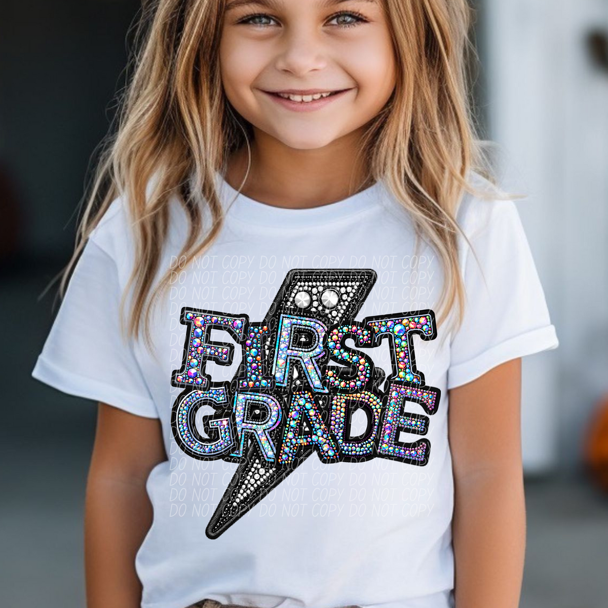 First grade lightning bolt rhinestones (city) 45270 DTF transfers