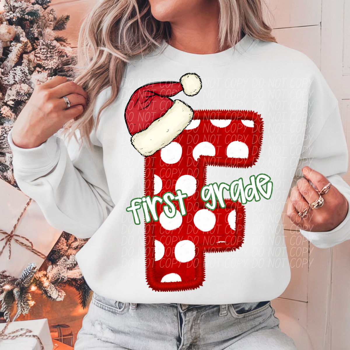 First Grade Christmas Faux Embroidery 66570 DTF transfer