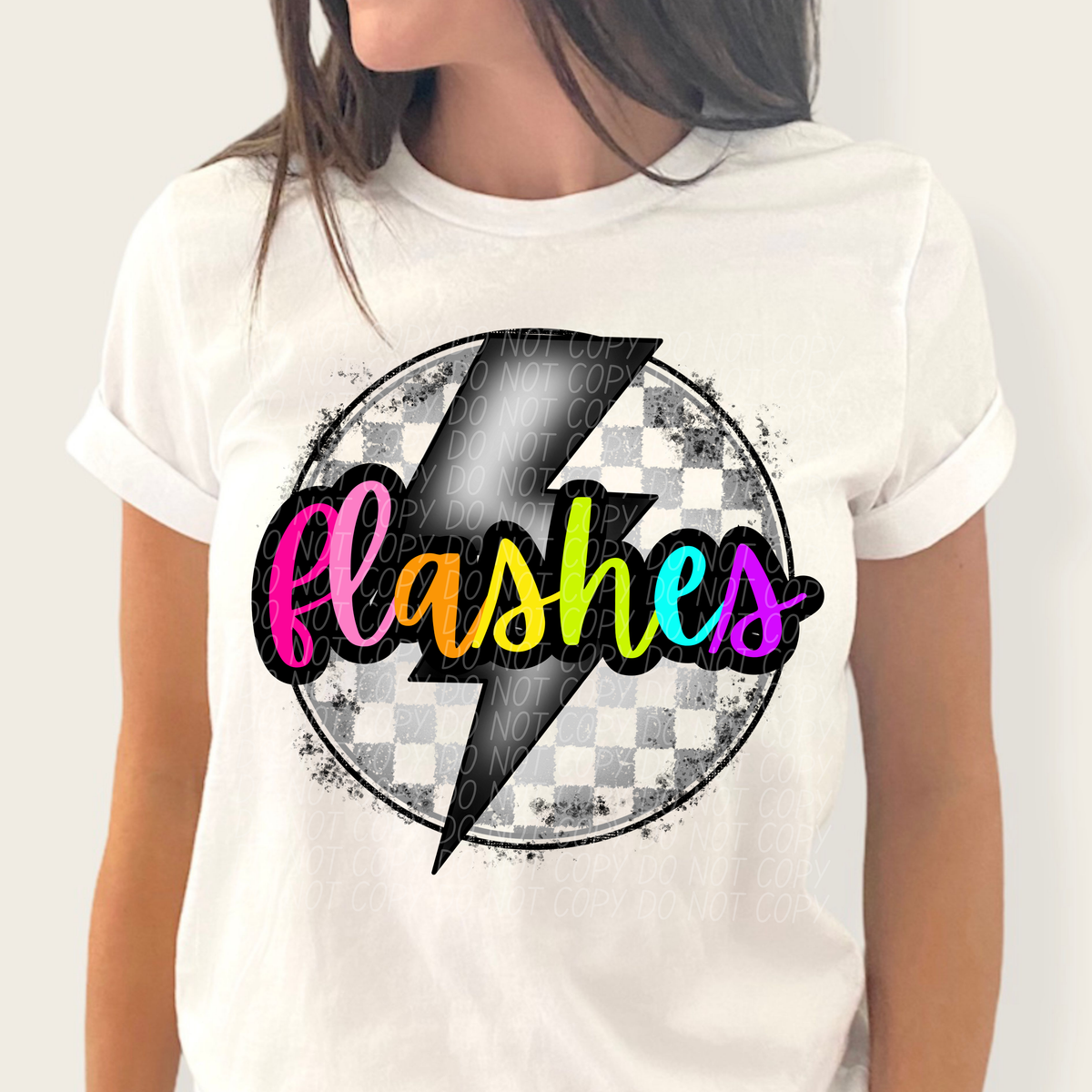 Flashes BRIGHT COLORS FONT lightning bolt circle CITY DTF transfer