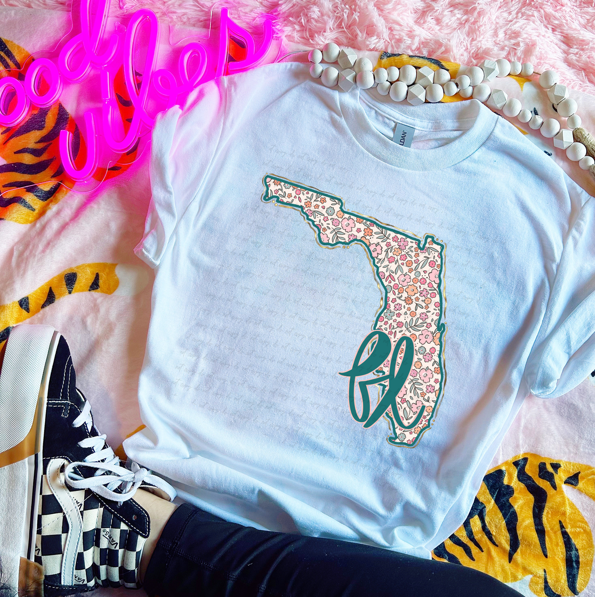 FL Florida Floral State Gold Outline 110133 DTF transfer