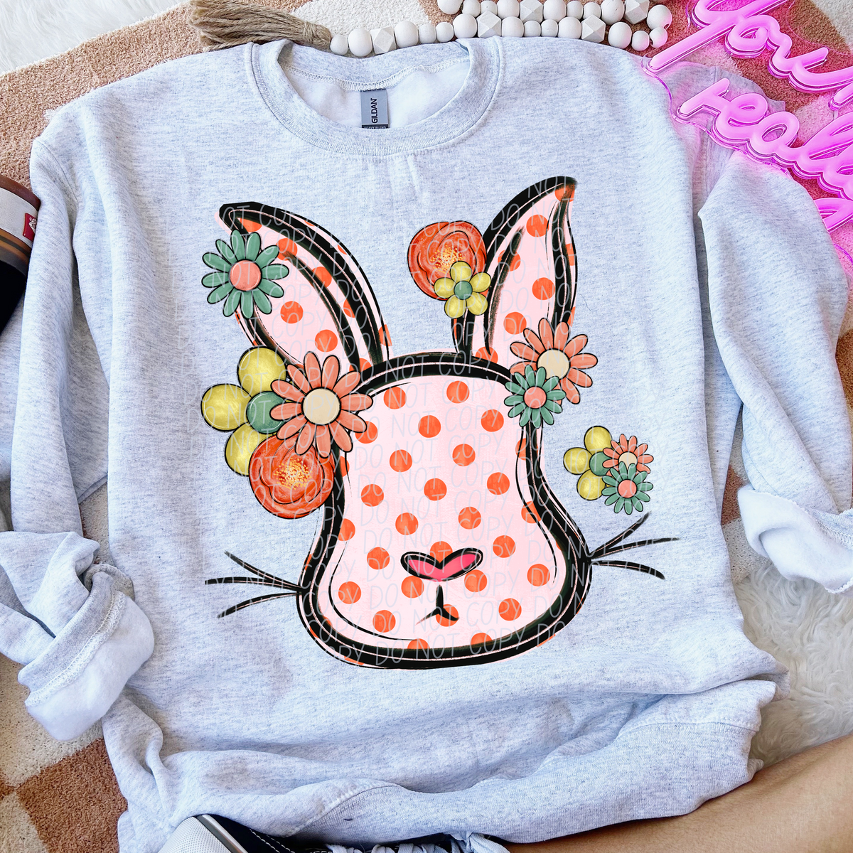 Floral Polka Dot Bunny (City) 102467 DTF transfer
