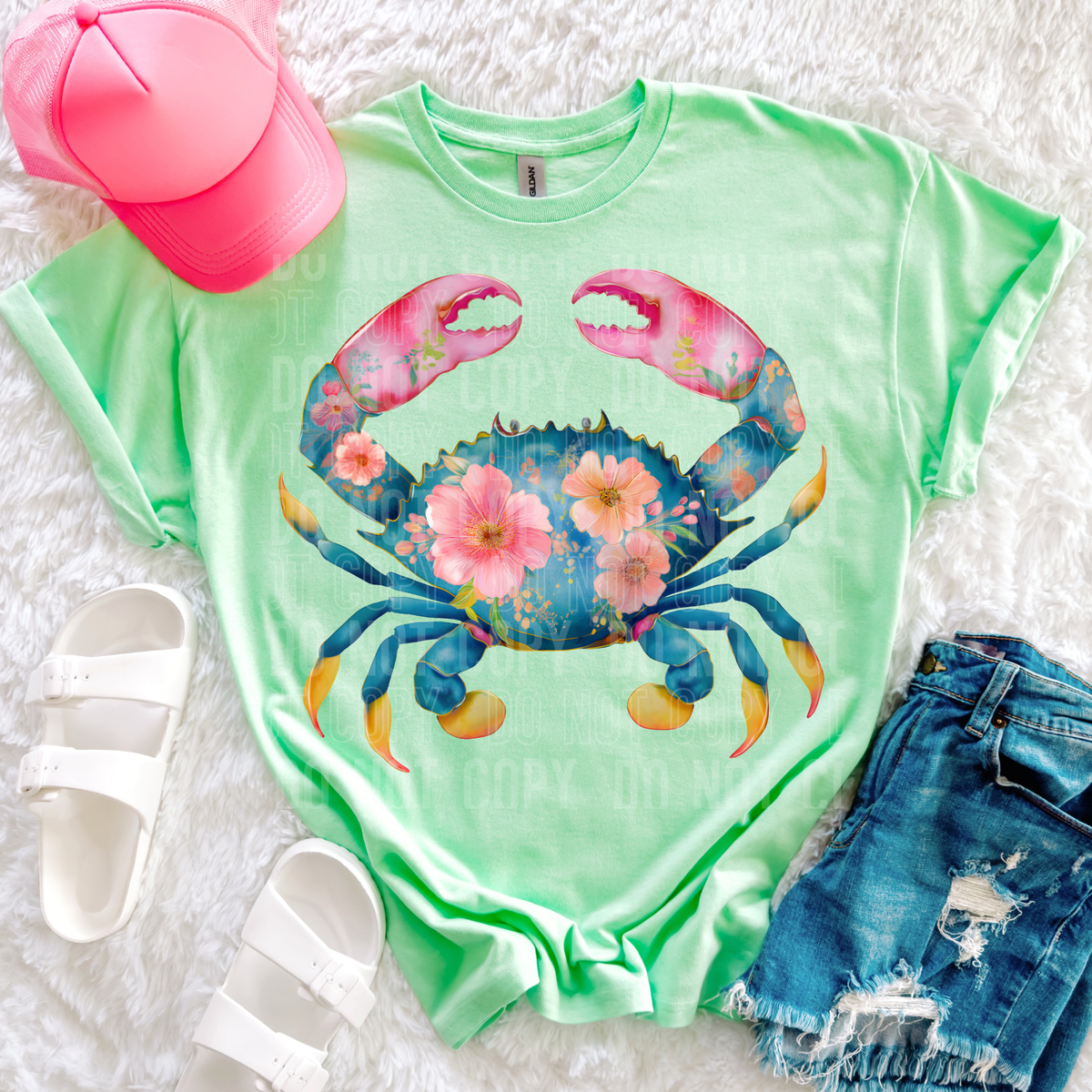 Floral filled crab (SBB) DTF Transfer