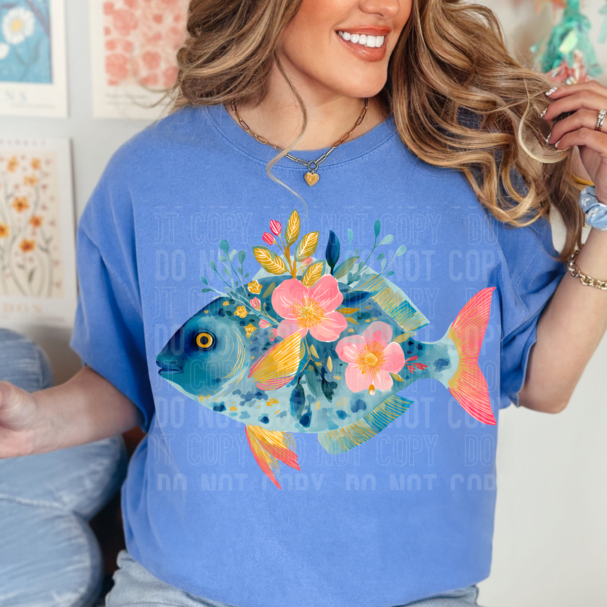 Floral filled fish (SBB) DTF Transfer