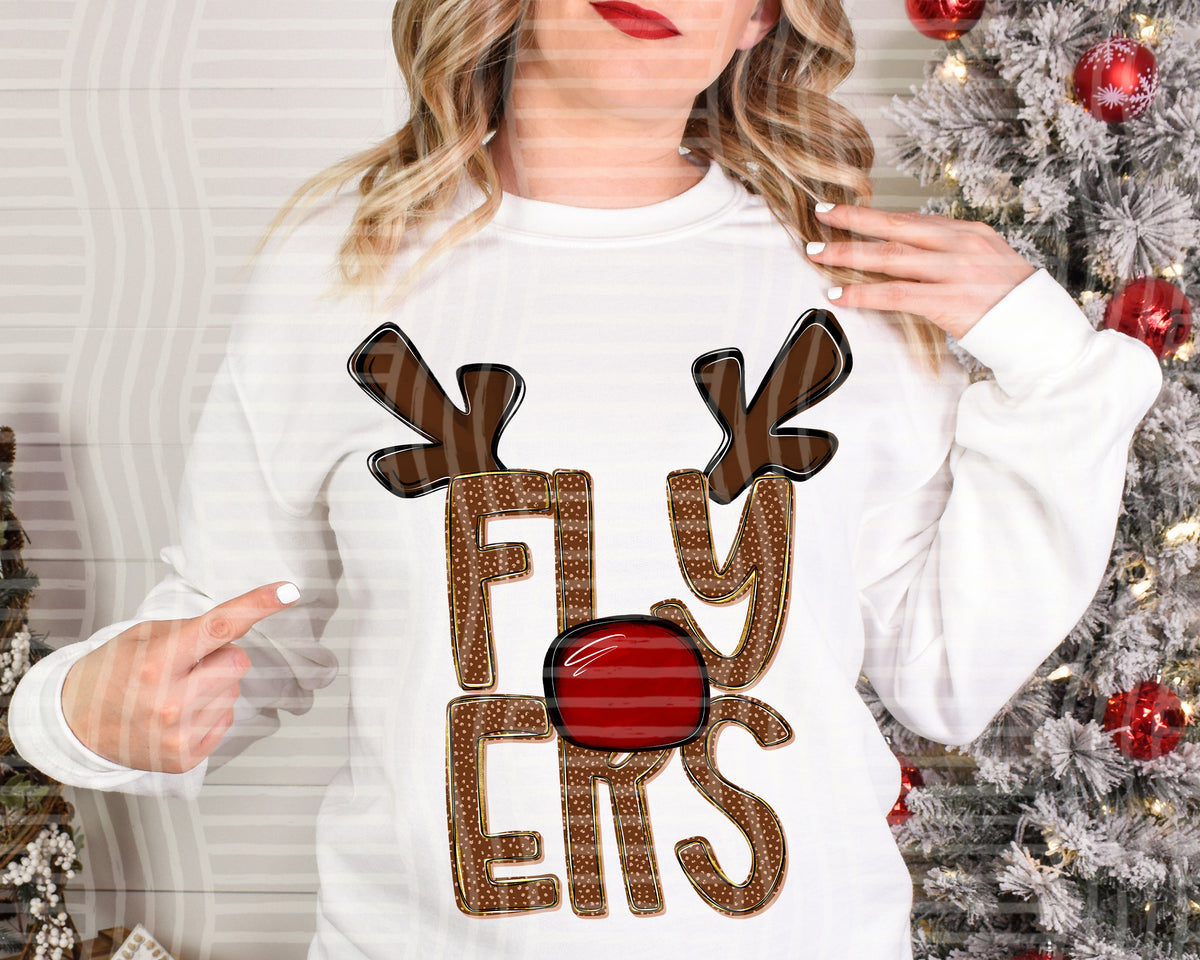 flyers deer antlers mascot red nose (caplinger) DTF Transfer