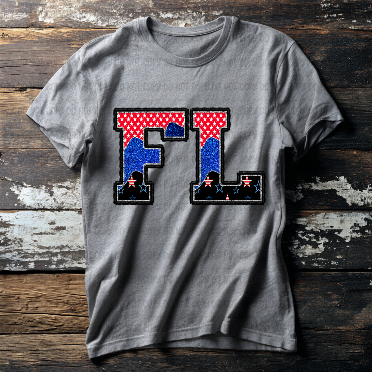 FL (red blue and black filled) (Revel) DTF Transfer