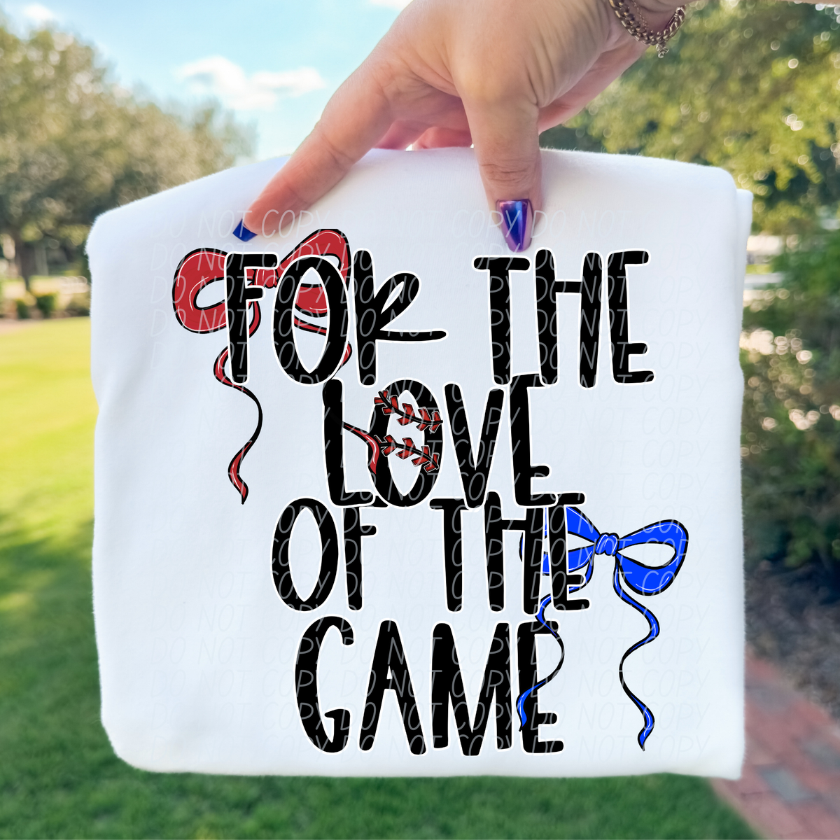 For the love of the game (red and blue bows) DTF Transfer