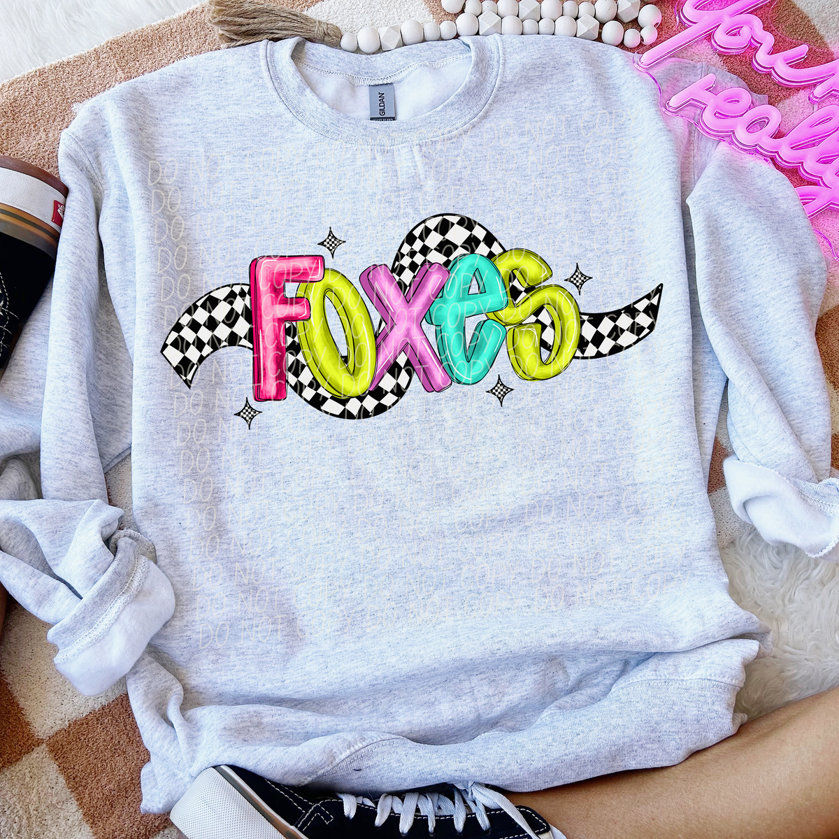 Foxes Colorful Checker 74190 DTF Transfer