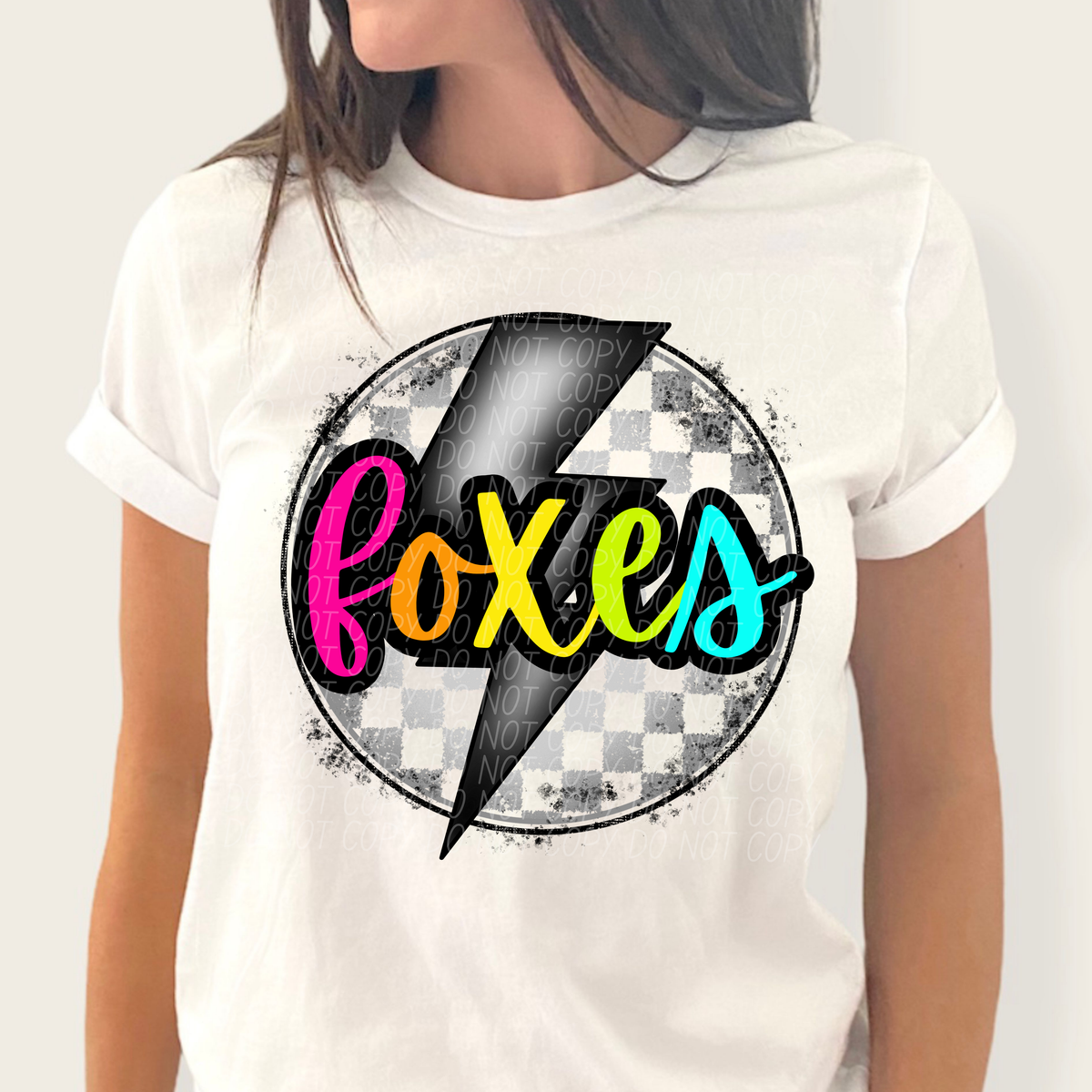 Foxes BRIGHT COLORS FONT lightning bolt circle CITY DTF transfer