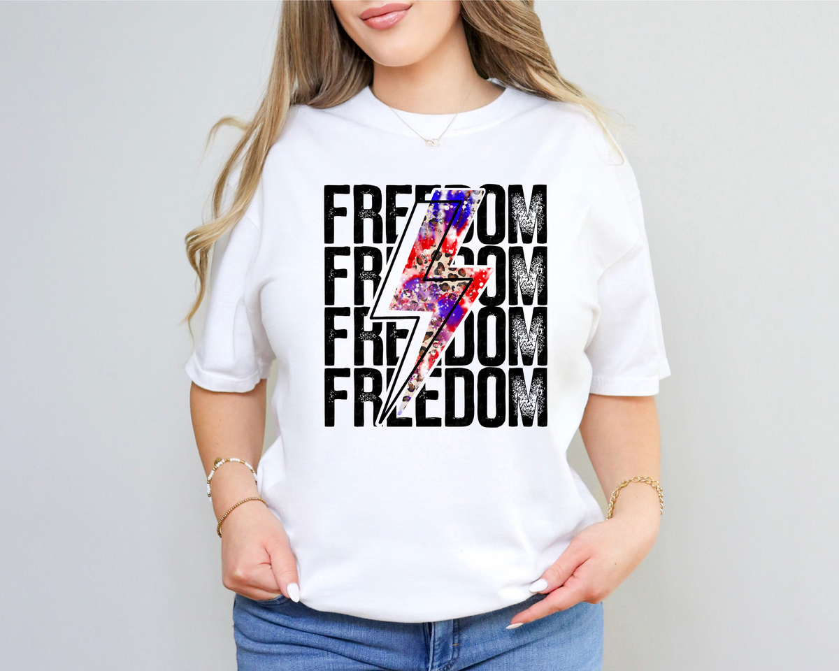 Freedom Stacked Leopard Lightning Bolt 116406 DTF Transfer