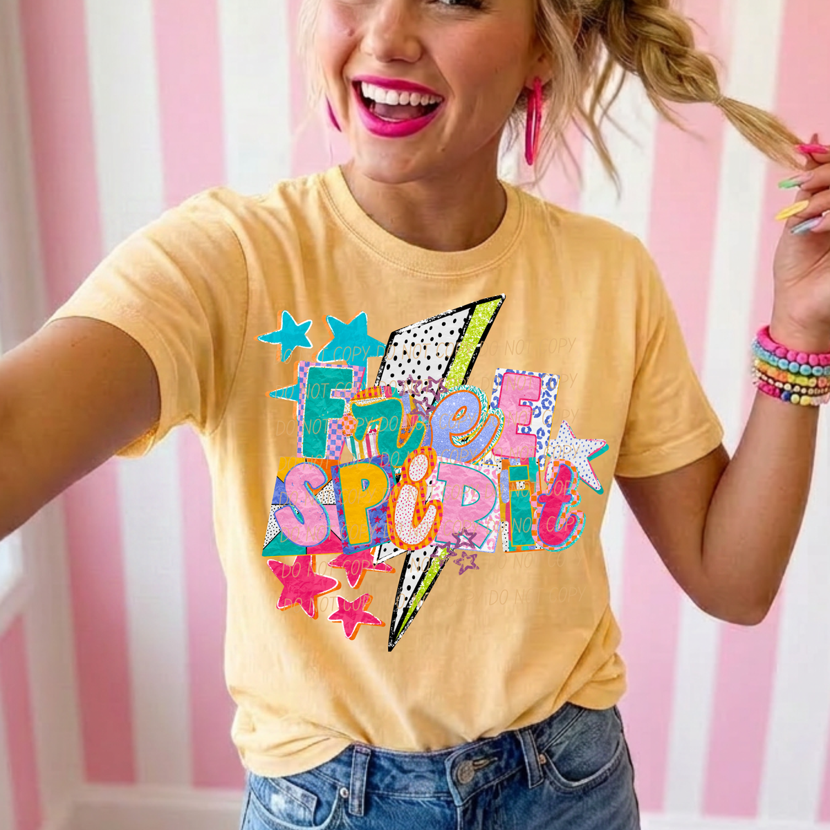Free spirit groovy lightning bolt (City) DTF Transfer