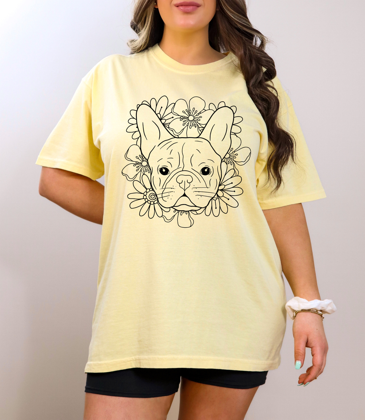 French Bulldog Floral BLACK 116407 DTF Transfer