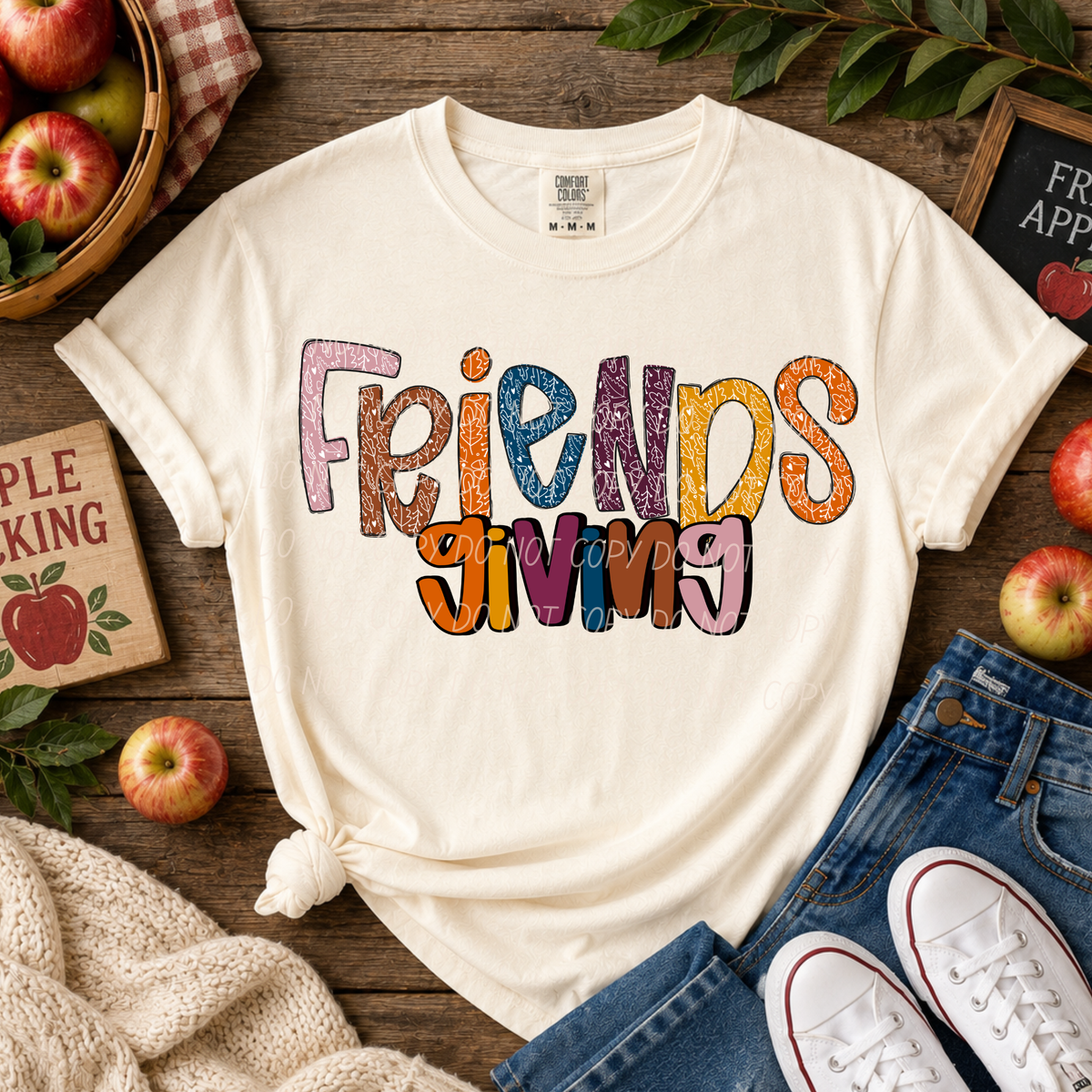 Friends Giving-Leaf Font AND Solid Font (CITY)DTF Transfer