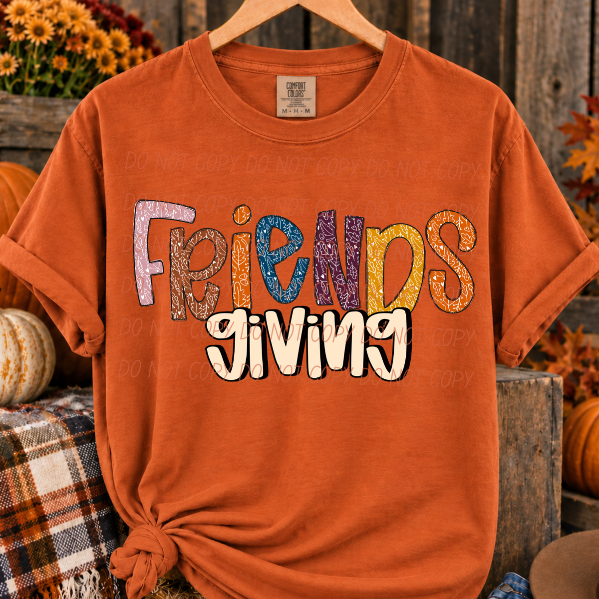 Friends Giving-Leaf Font AND White Font (CITY)DTF Transfer