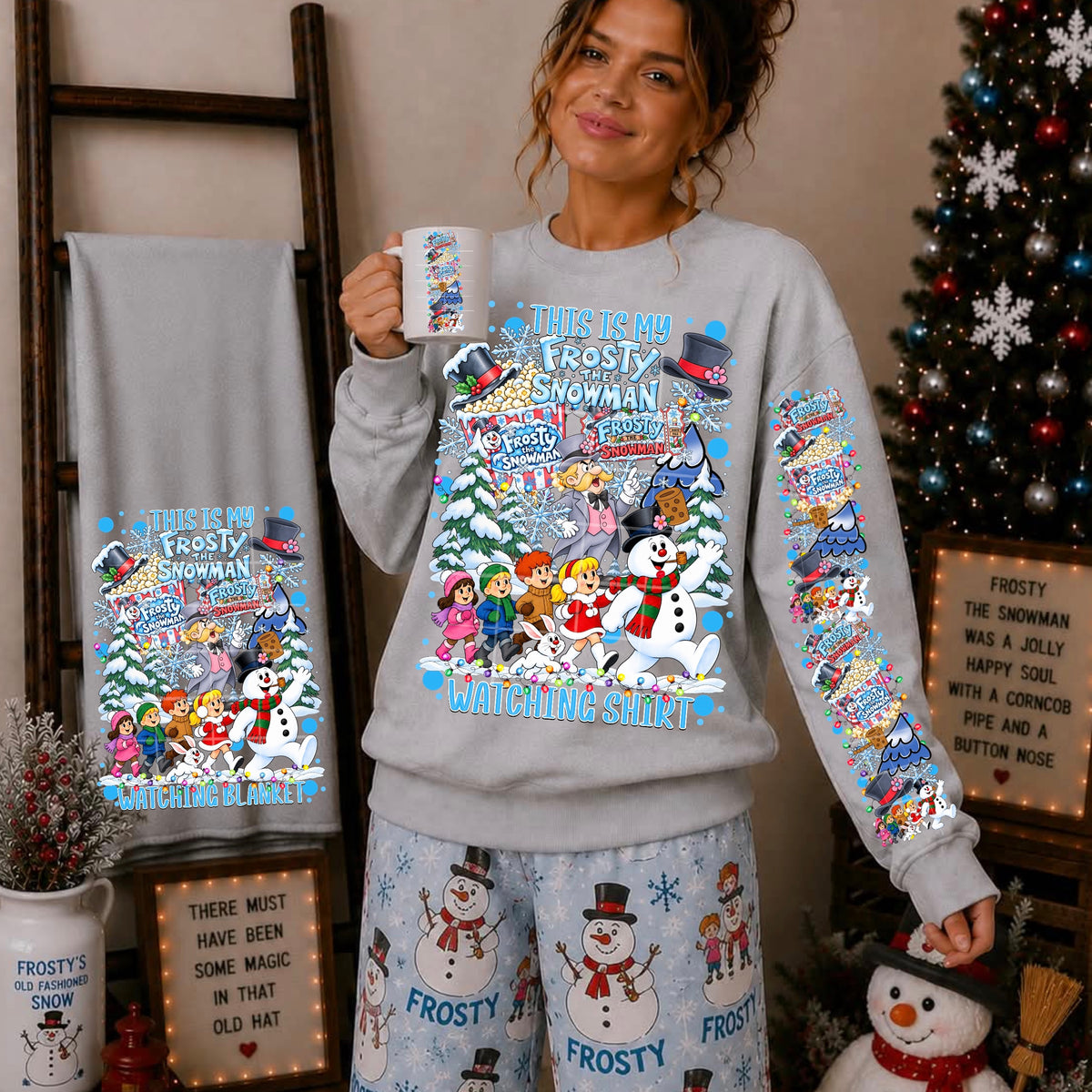 Snowman watching shirt (FRONT ONLY) (Starlight) DTF Transfer