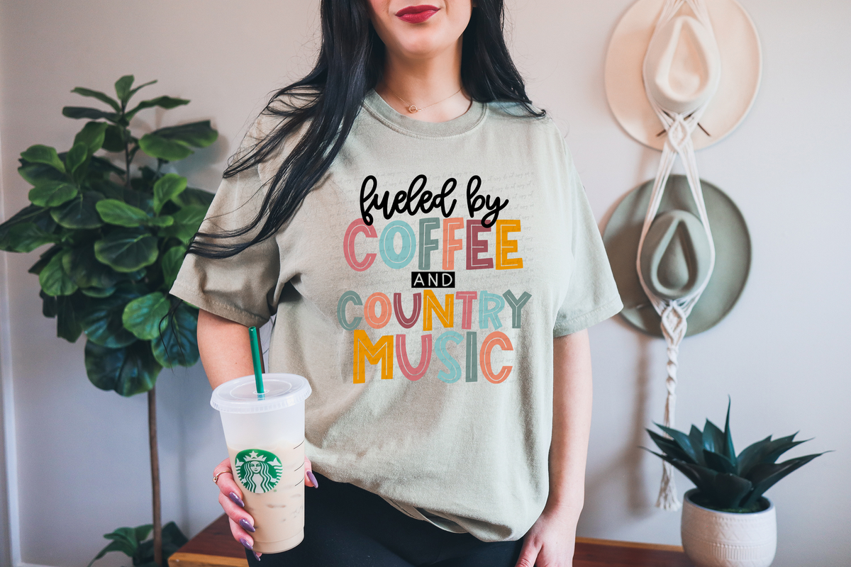 Fueled By Coffee and Country Music 116413 DTF Transfer