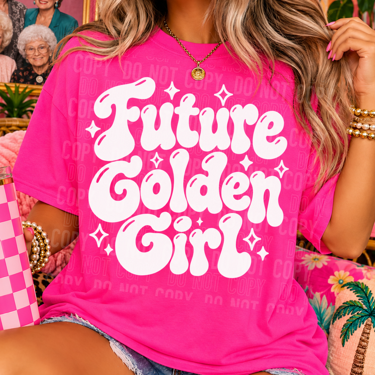 Future Golden girl WHITE bubble letter (SBB) DTF Transfer