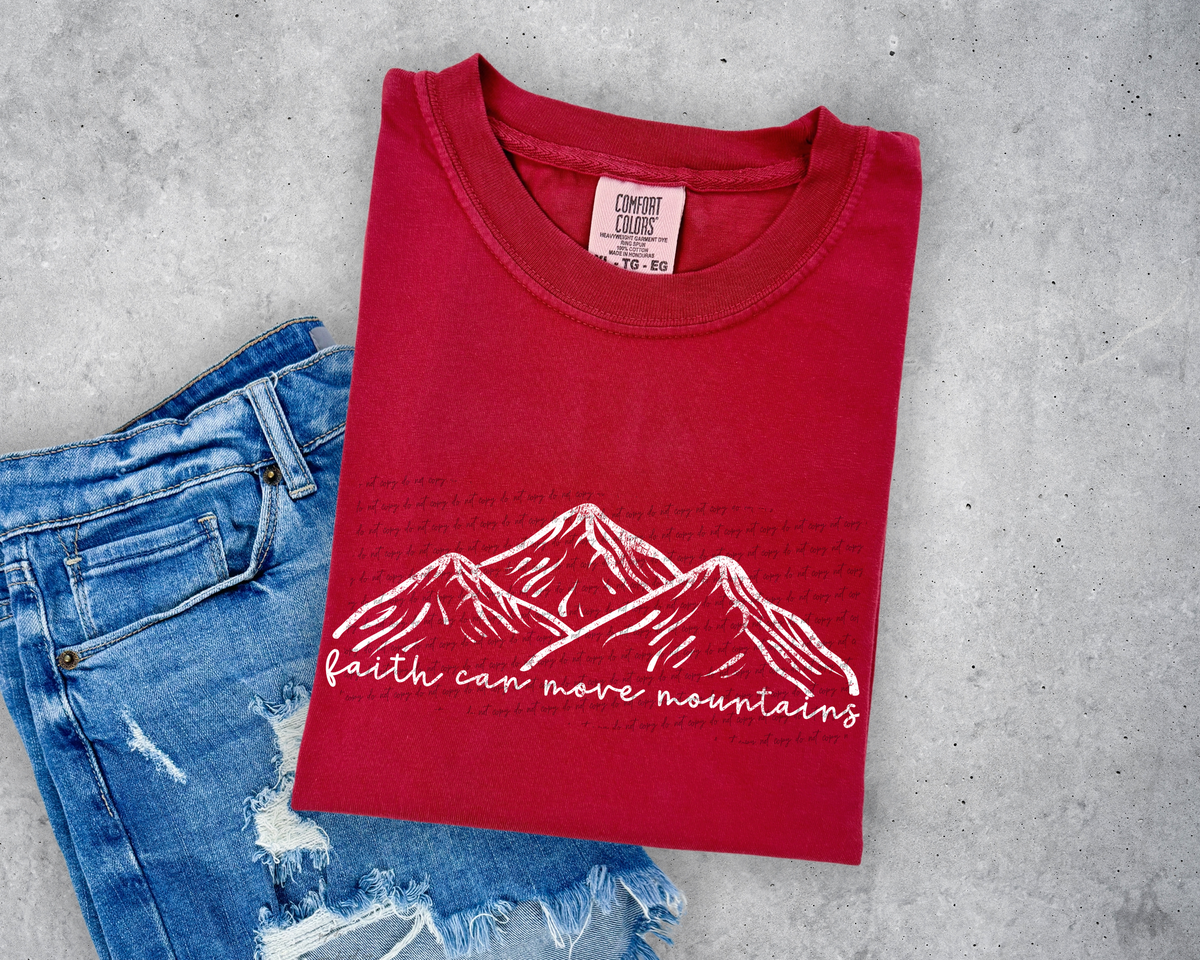 Faith Can Move Mountains White Grunge 86498 DTF Transfer